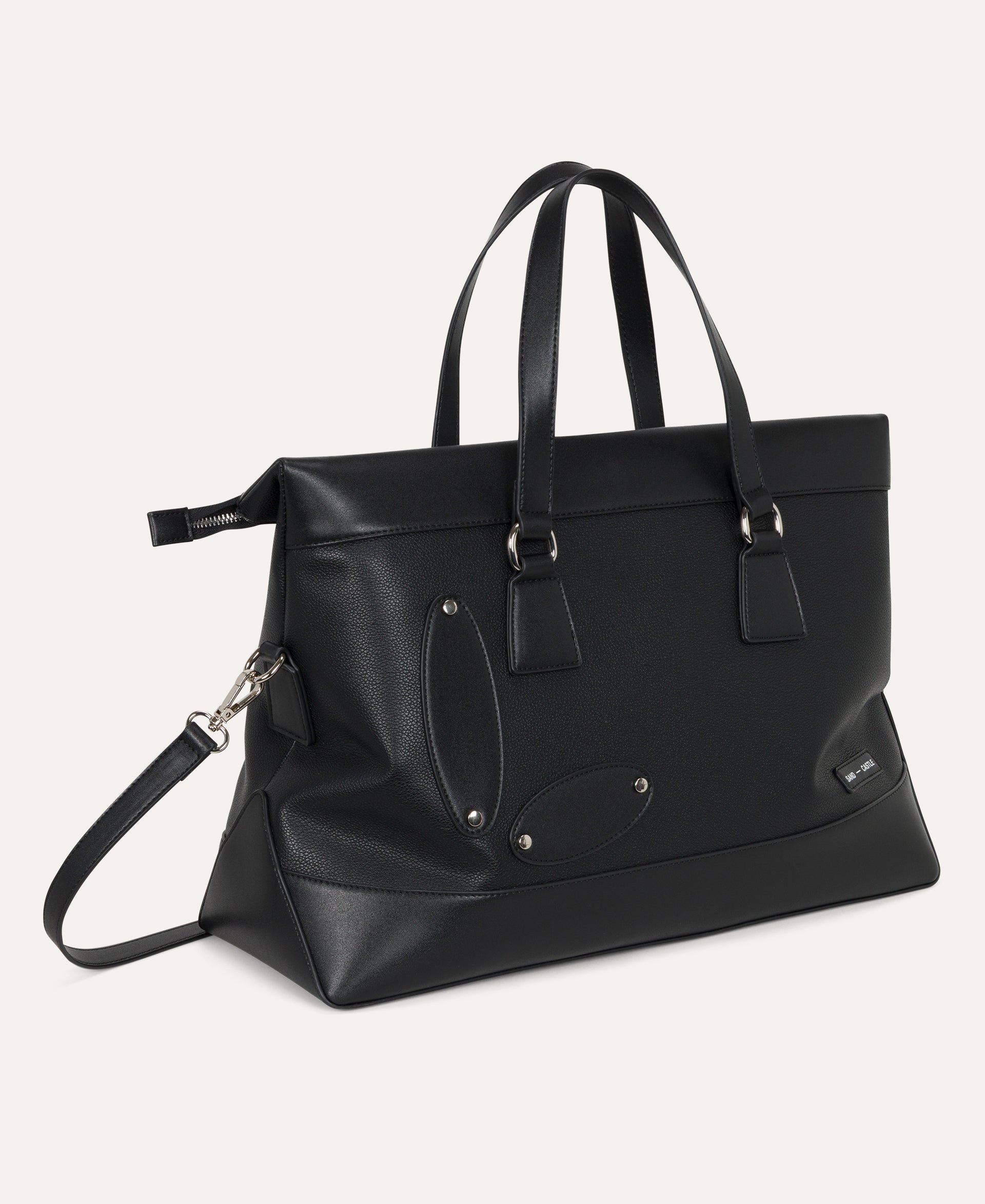 Atelier Bag in Coal, back angled view — Sand Castle Atelier