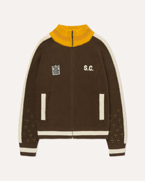 Coach Knit Sweater in Bark, front view — Sand Castle Atelier