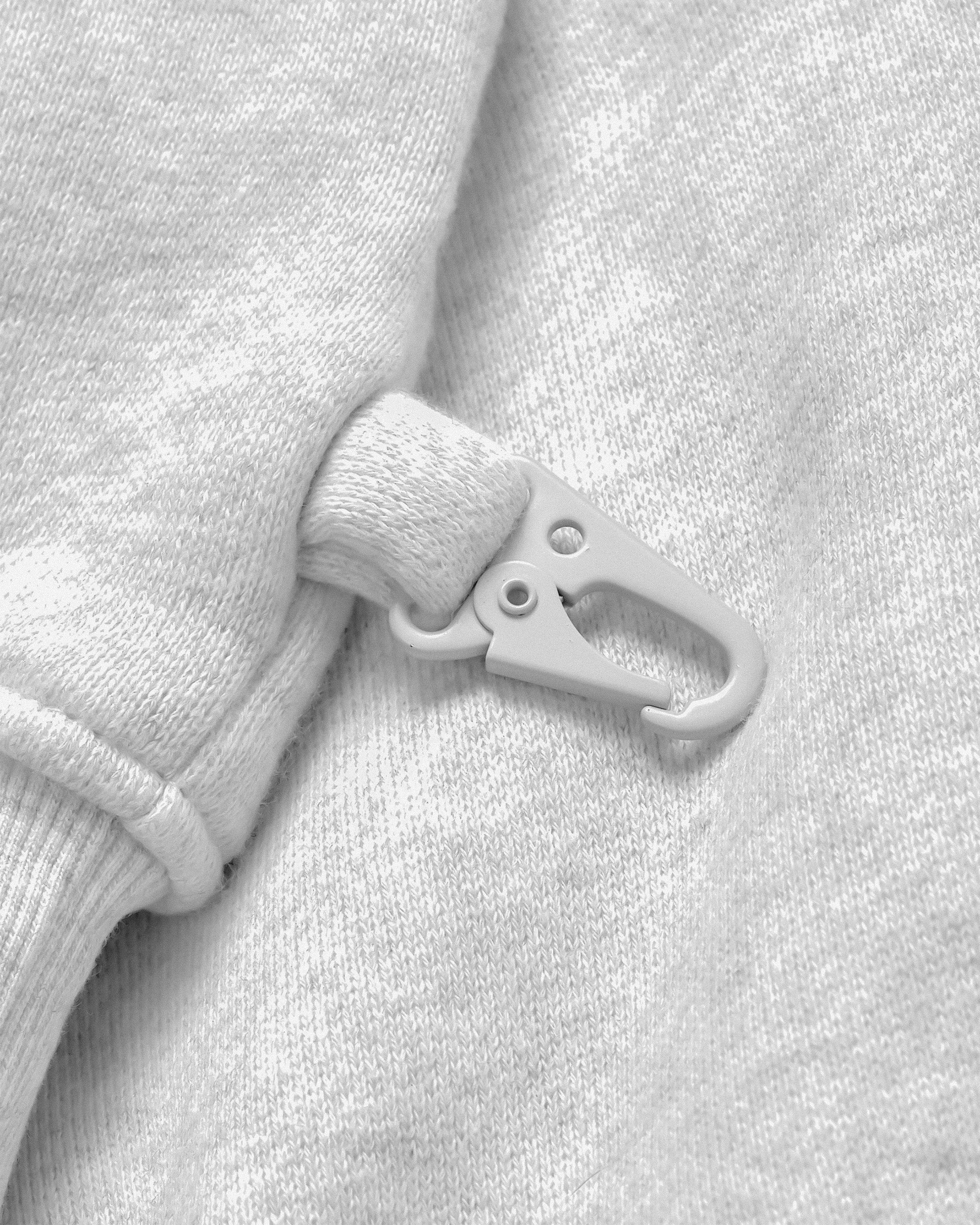 Hook clip detail on Heritage Pullover Hoodie — Sand Castle Atelier