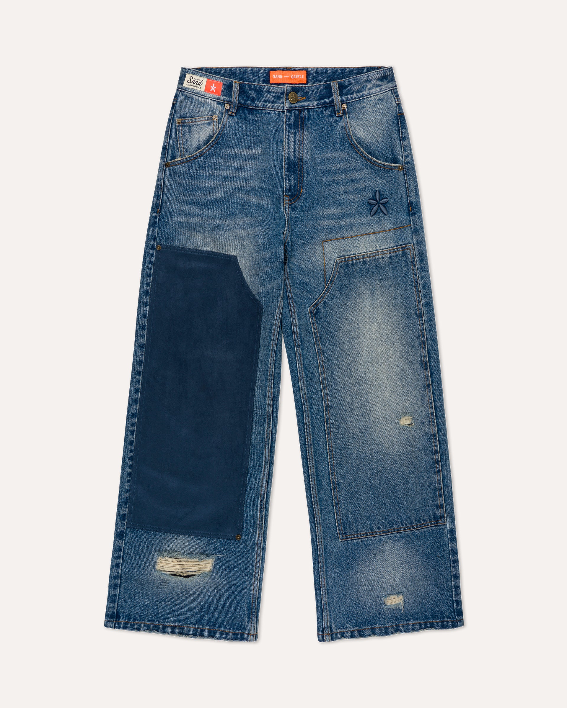 Denim Suede Double Knee