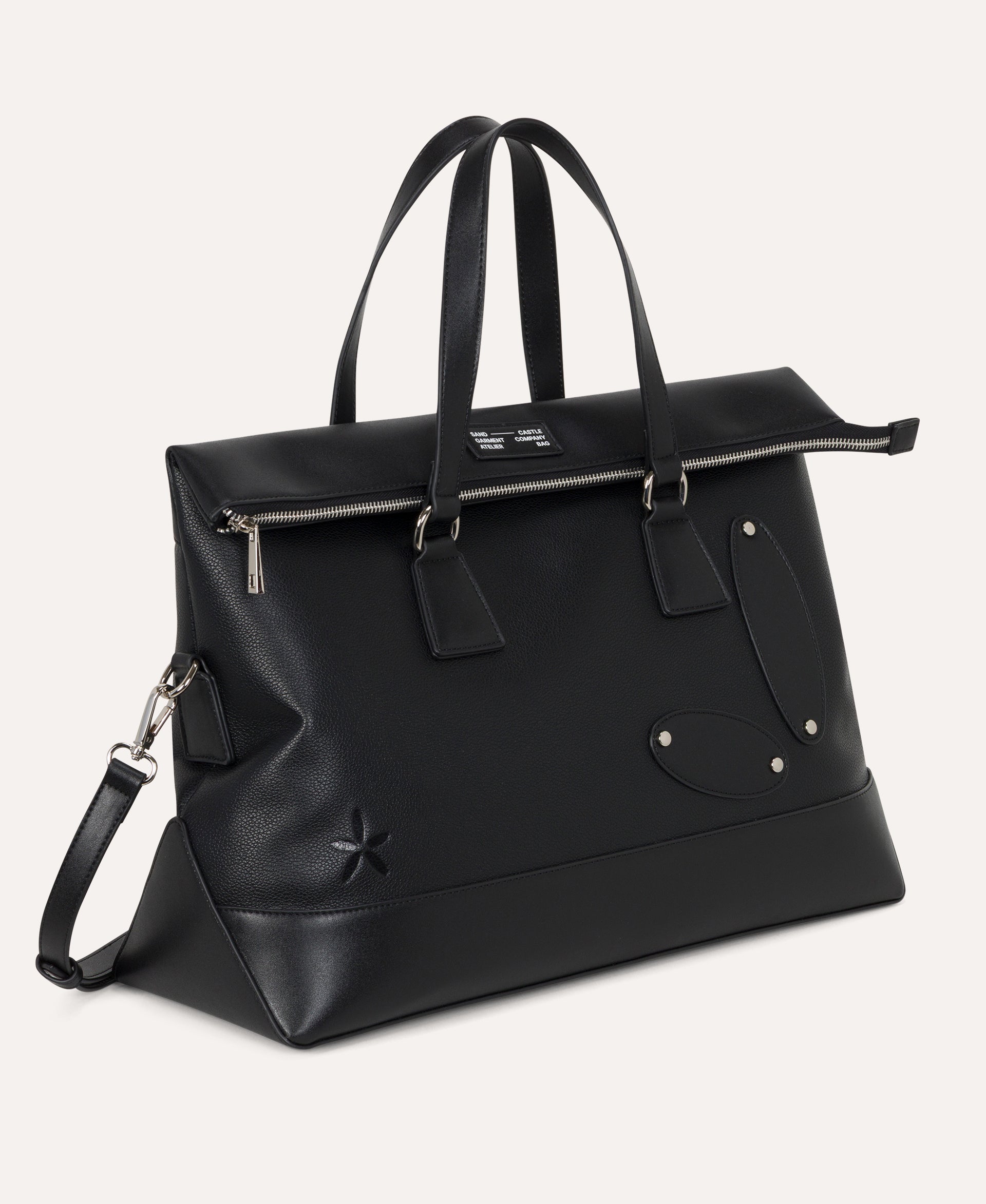 Atelier Bag in Coal, front angled view — Sand Castle Atelier
