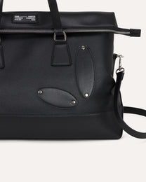 Atelier Bag in Coal, close-up front detail — Sand Castle Atelier