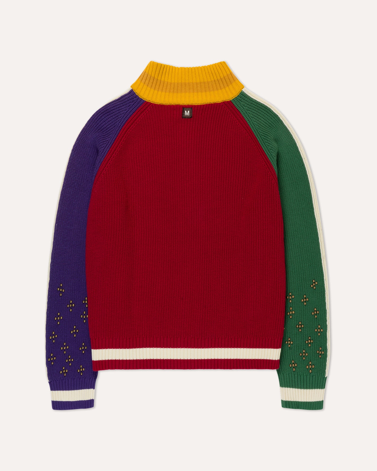 Coach Knit Sweater in Recess, back view — Sand Castle Atelier