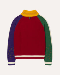 Coach Knit Sweater in Recess, back view — Sand Castle Atelier