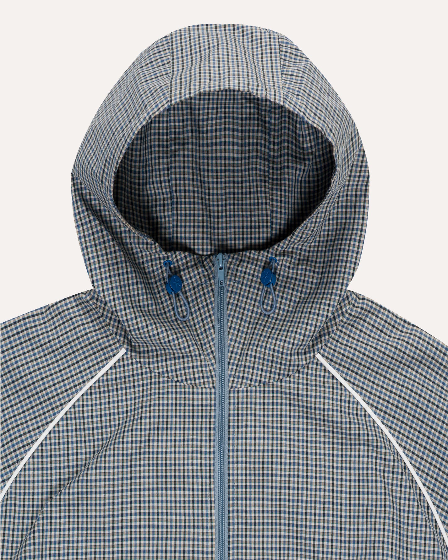 Weekday Plaid Jacket in Sky Plaid, close-up detail — Sand Castle Atelier