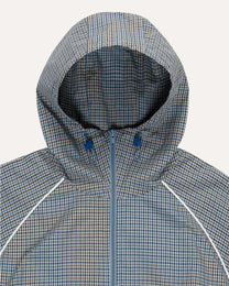 Weekday Plaid Jacket in Sky Plaid, close-up detail — Sand Castle Atelier