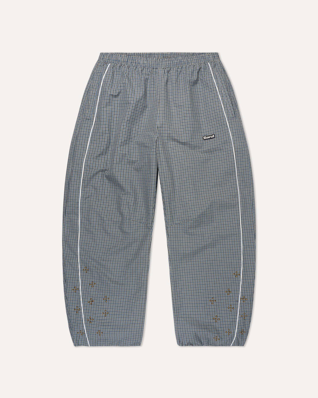 Weekday Plaid Pants in Sky Plaid, front view — Sand Castle Atelier